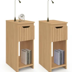 Tables de nuit effet lattes et bois*IDMarket Sale