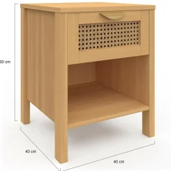 Tables de nuit en bois clair avec un tiroir et une niche*IDMarket Discount