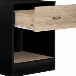 Tables de nuit en bois noir et façon hêtre avec tiroir*IDMarket