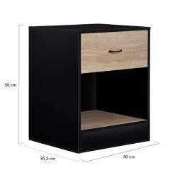 Tables de nuit en bois noir et façon hêtre avec tiroir*IDMarket