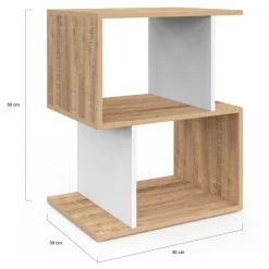 Tables de nuit en forme de S effet hêtre et blanc*IDMarket Online