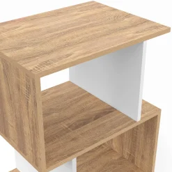 Tables de nuit en forme de S effet hêtre et blanc*IDMarket Online