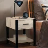 Tables de nuit industrielles bois et noir 1 tiroir*IDMarket Discount