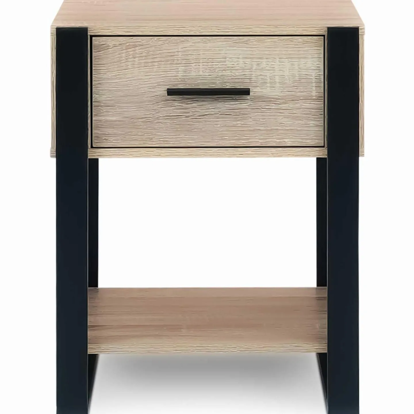 Tables de nuit industrielles bois et noir 1 tiroir*IDMarket Discount