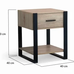 Tables de nuit industrielles bois et noir 1 tiroir*IDMarket Discount