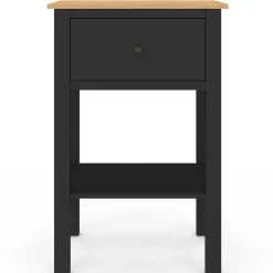 Tables de nuit noire et bois avec tiroir et tablette*IDMarket