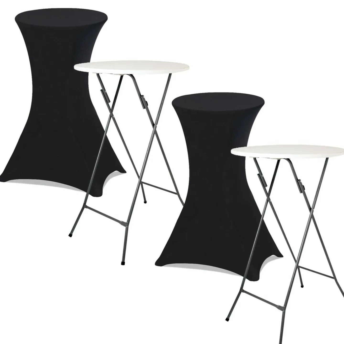 Tables hautes pliantes d’extérieur + housses noires*IDMarket Hot