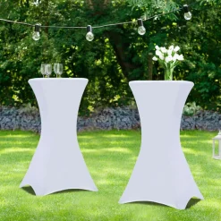 Tables hautes pliantes d’extérieur + housses blanches*IDMarket Best