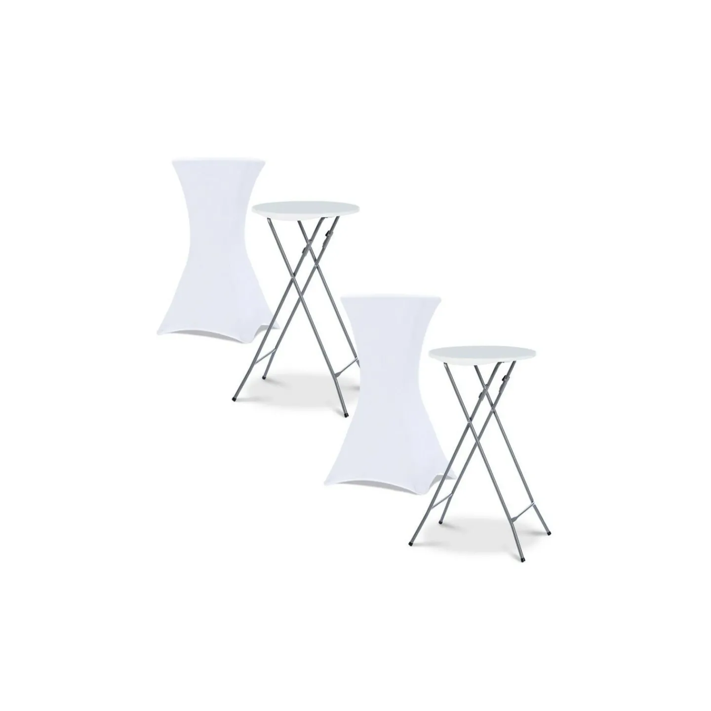 Tables hautes pliantes d’extérieur + housses blanches*IDMarket Best