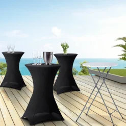 Tables mange-debout pliantes avec housse noire*IDMarket Best
