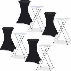 Tables mange-debout pliantes avec housse noire*IDMarket Best