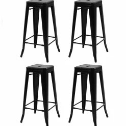 Tabouret style industriel noir mat x4*IDMarket Online