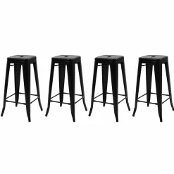 Tabouret style industriel noir mat x4*IDMarket Online