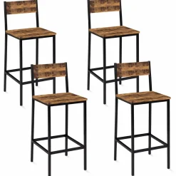 Tabourets de bar avec dossier style industriel bois foncé et noir*IDMarket Hot
