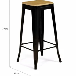 Tabourets de bar bois et métal noir empilables x4*IDMarket Discount