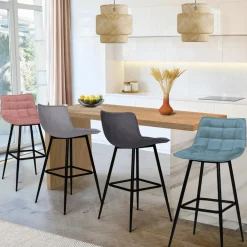 Tabourets de bar en velours multicolore*IDMarket New