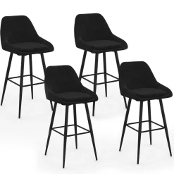 Tabourets de bar en velours noir*IDMarket Sale
