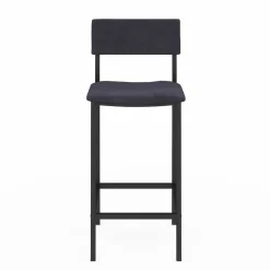 Tabourets de bar en velours et métal gris anthracite : lot de 4*IDMarket