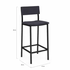 Tabourets de bar en velours et métal gris anthracite : lot de 4*IDMarket