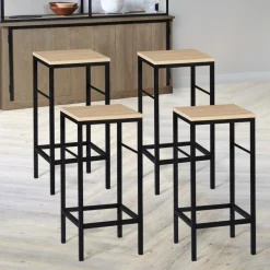 Tabourets de bar industriel métal et bois*IDMarket Discount