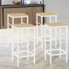 Tabourets de bar métal blanc et bois style industriel*IDMarket