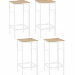 Tabourets de bar métal blanc et bois style industriel*IDMarket