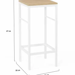 Tabourets de bar métal blanc et bois style industriel*IDMarket