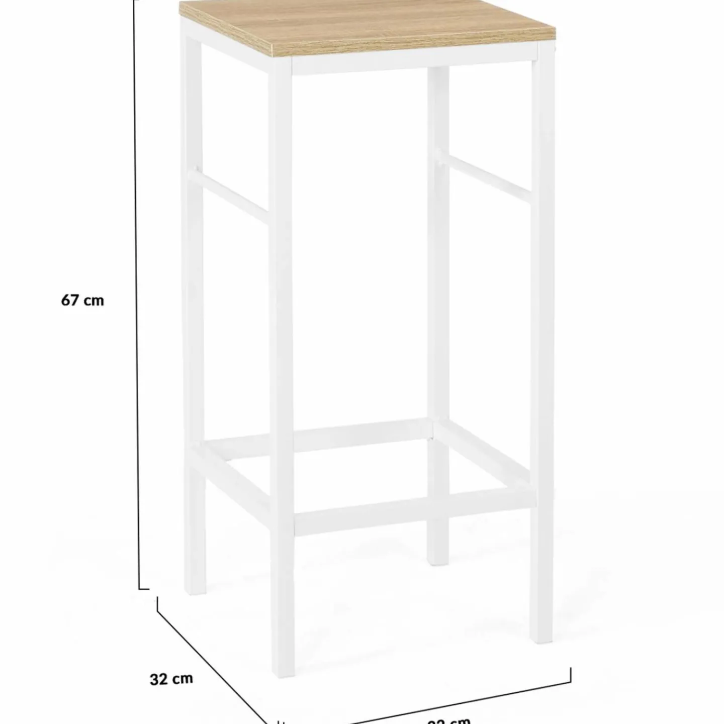 Tabourets de bar métal blanc et bois style industriel*IDMarket