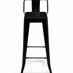 Tabourets de bar métal noir avec dossier*IDMarket Discount