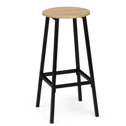 Tabourets de bar ronds bois et métal noir x4*IDMarket Hot