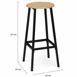 Tabourets de bar ronds bois et métal noir x4*IDMarket Hot