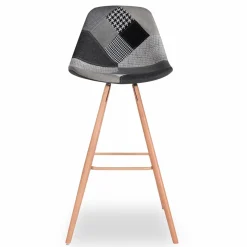 Tabourets de bar scandinaves patchworks noir, gris et blancs*IDMarket Outlet