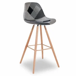 Tabourets de bar scandinaves patchworks noir, gris et blancs*IDMarket Outlet