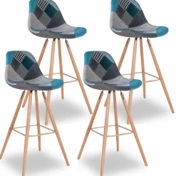 Tabourets de bar scandinaves bleu patchwork*IDMarket Hot