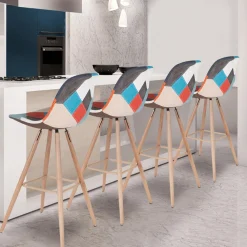 Tabourets de bar scandinaves patchwork multicolore*IDMarket Online