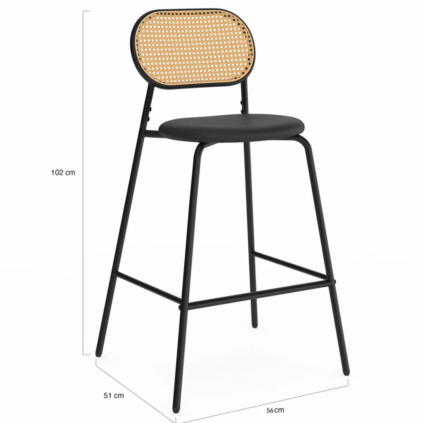 Tabourets de bar vintage métal noir et cannage*IDMarket Discount