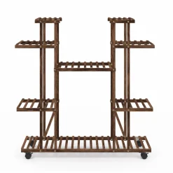 Étagère à pots de fleurs en bois de sapin 8 niveaux et roulettes*IDMarket Clearance