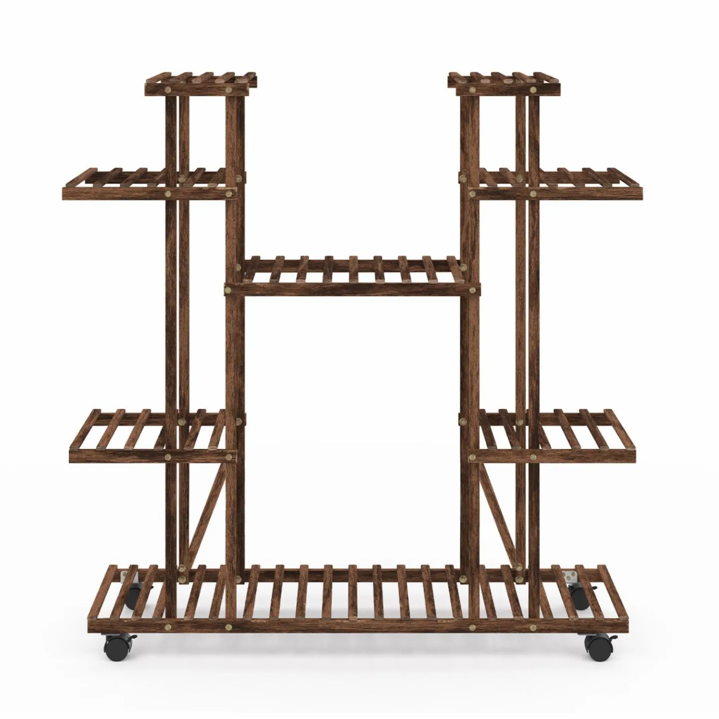 Étagère à pots de fleurs en bois de sapin 8 niveaux et roulettes*IDMarket Clearance