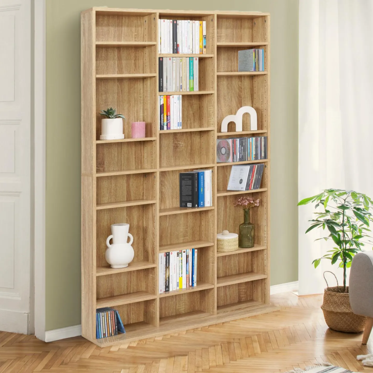 Étagère bibliothèque 30 cases modulables effet bois*IDMarket Hot