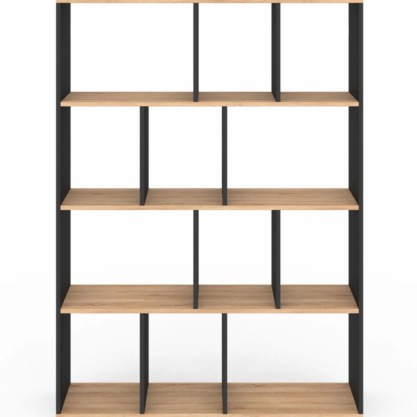 Étagère bibliothèque 4 niveaux noir et effet bois 143 cm*IDMarket Online