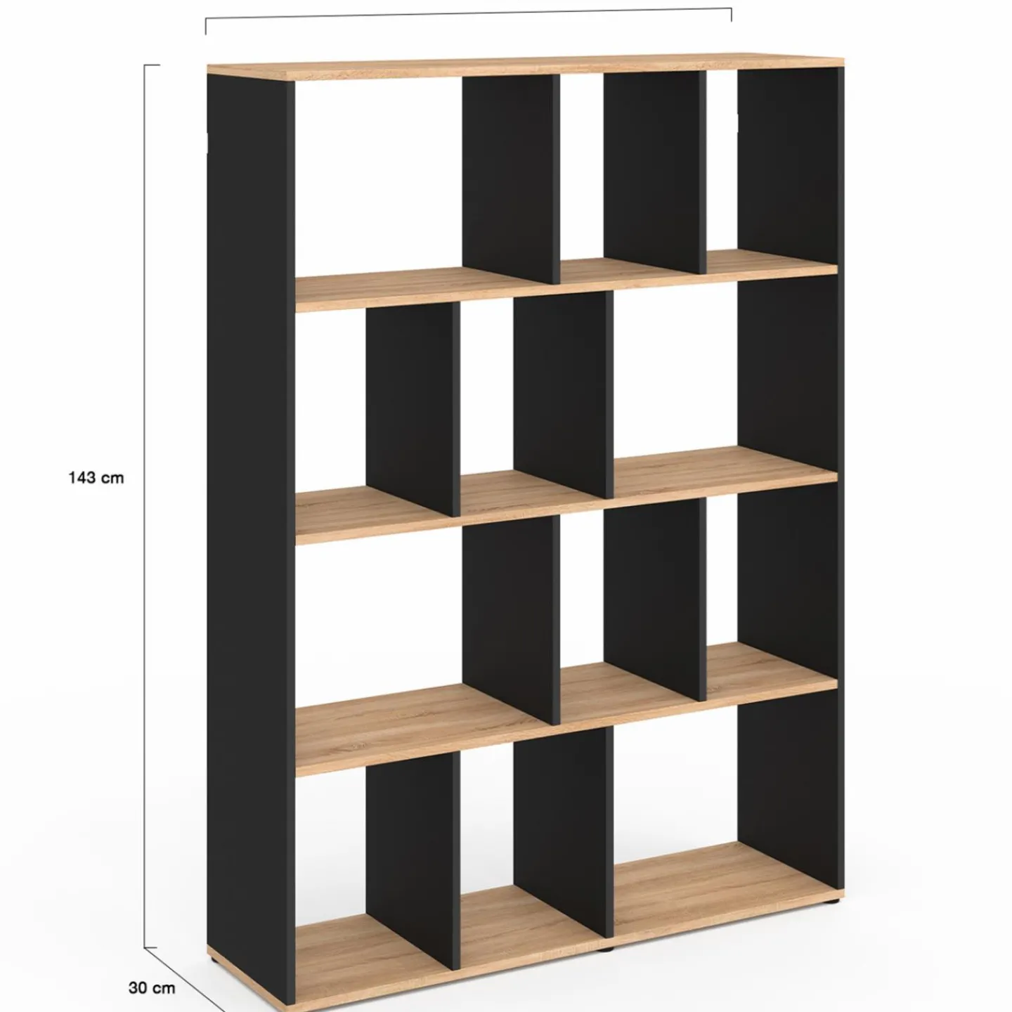 Étagère bibliothèque 4 niveaux noir et effet bois 143 cm*IDMarket Online