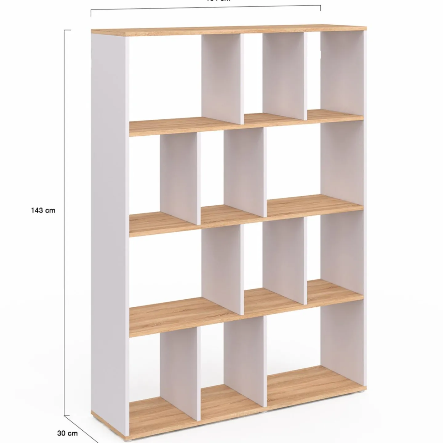 Étagère bibliothèque 4 niveaux blanc et effet bois 143 cm*IDMarket Clearance