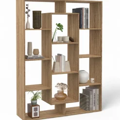 Étagère bibliothèque avec 11 compartiments effet bois*IDMarket