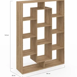 Étagère bibliothèque avec 11 compartiments effet bois*IDMarket