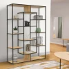 Étagère bibliothèque bois et métal 143 cm 11 compartiments style industriel*IDMarket