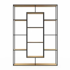 Étagère bibliothèque bois et métal 143 cm 11 compartiments style industriel*IDMarket