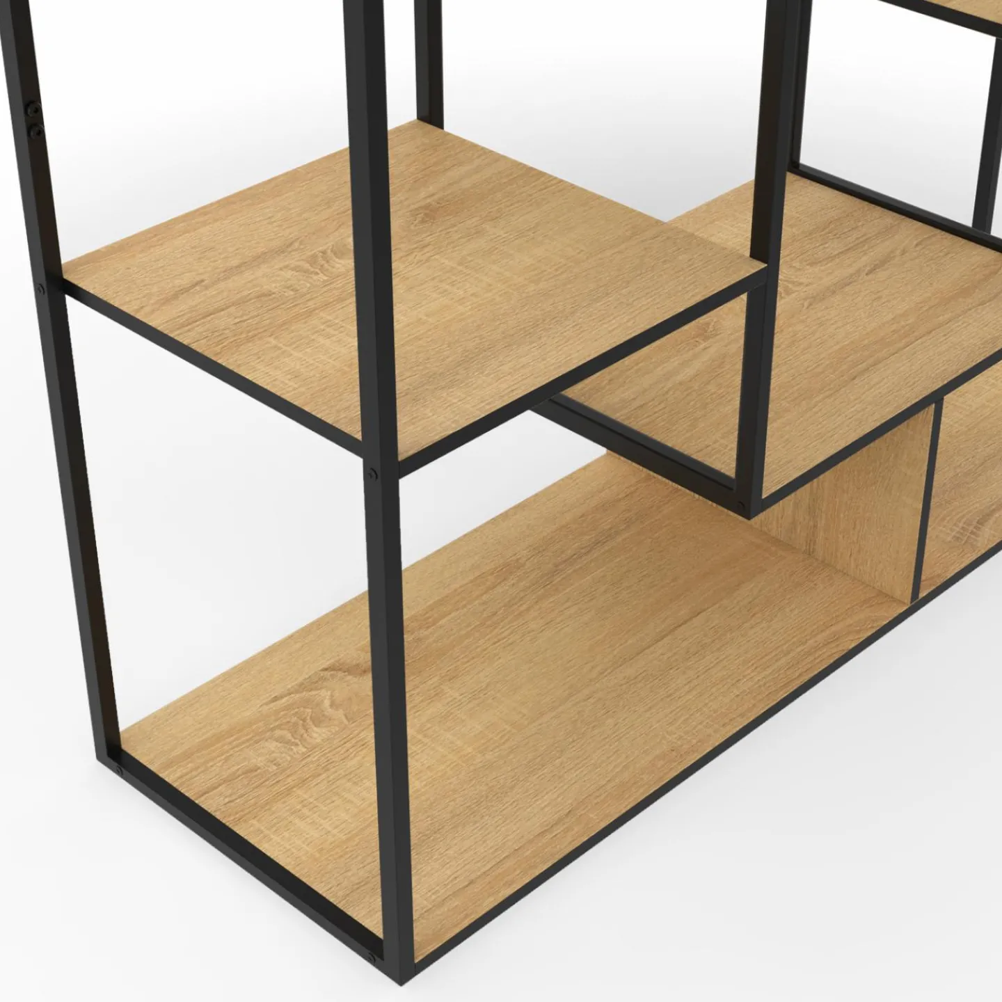 Étagère bibliothèque bois et métal 143 cm 11 compartiments style industriel*IDMarket