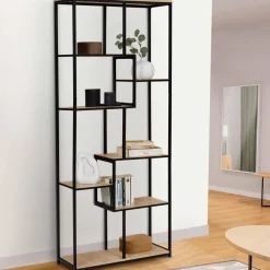Étagère bibliothèque design industriel 161 cm 8 niveaux asymétrique*IDMarket Hot
