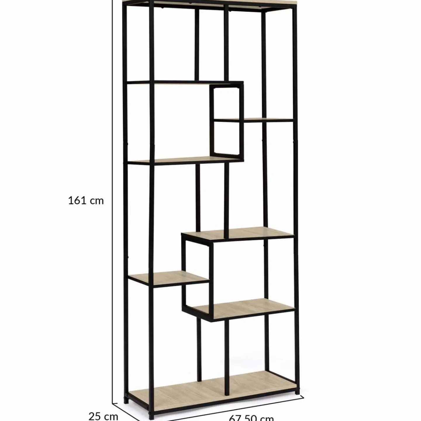 Étagère bibliothèque design industriel 161 cm 8 niveaux asymétrique*IDMarket Hot