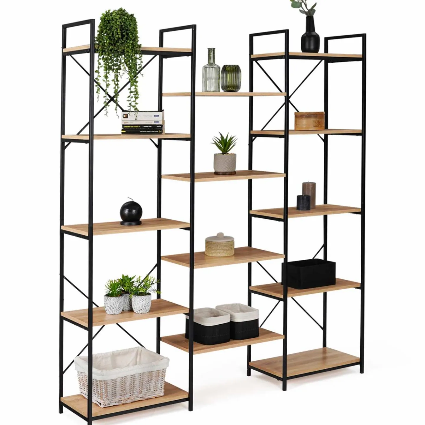 Étagère bibliothèque industrielle bois et métal 170 cm*IDMarket Sale